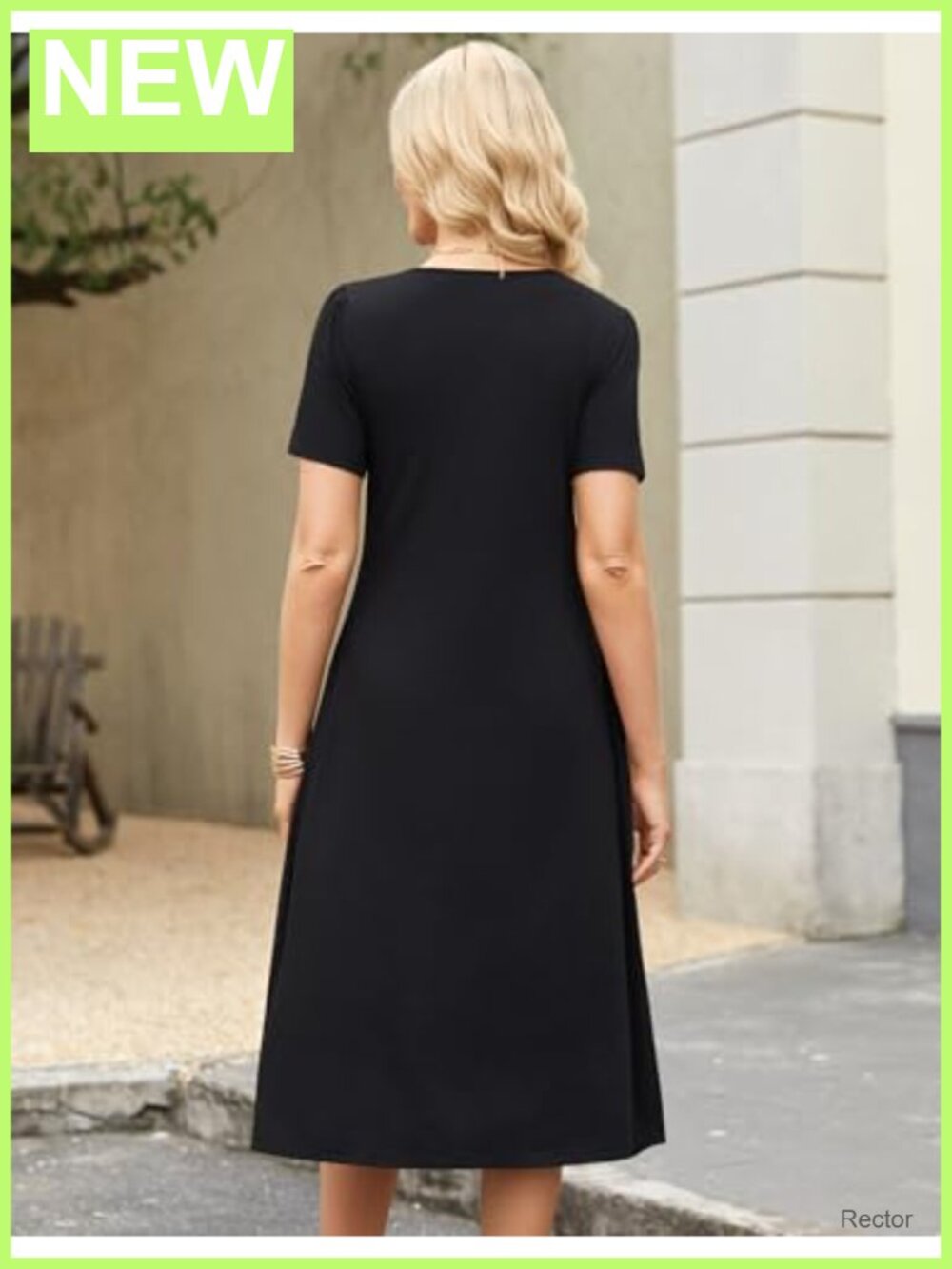 Floral Flare Midi Dress with Pockets Puff Sleeve Summer Beach - Picture 5 of 6